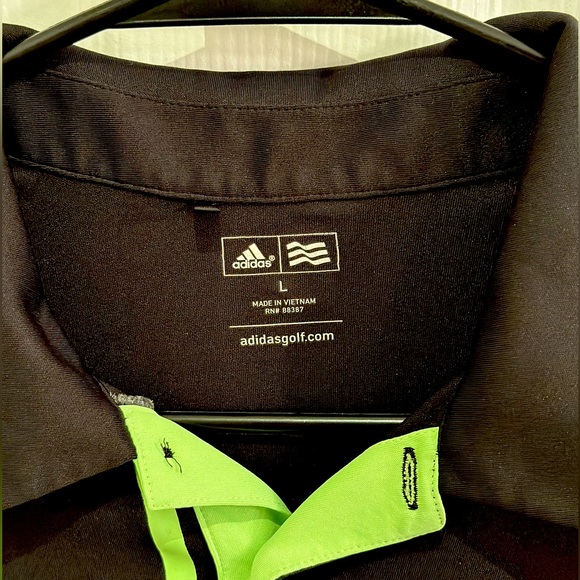 Men’s Golf Polo Adidas Size L Black and Neon Green - Picture 3 of 5